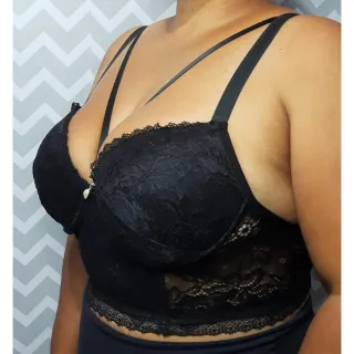 Soutien Rendado Plus Size com Bojo e Alça Reforçada - Promoção - Marinho