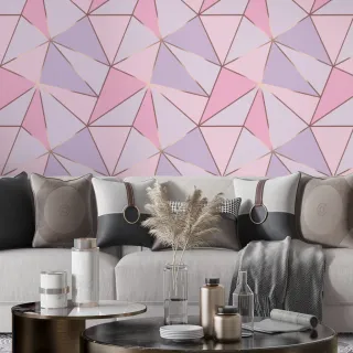 Papel de Parede Autocolante Geométrico Zara Rose Pink - Promoção - Único