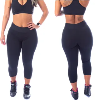 Moda Fitness Calça Corsário Suplex Cintura Alta LLevo - Azul-Royal