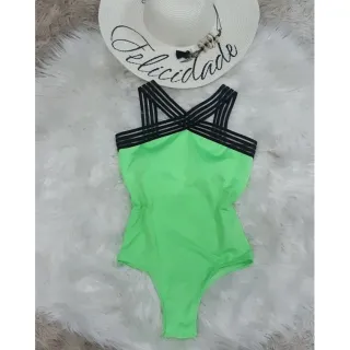 Moda Praia - Body/maiô com Bojo Removível, Alças de Elástico Versátil - PRETO/PRETO