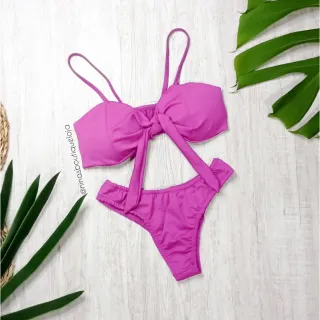 Promoção: Biquíni asa delta feminino com bojo - PINK-FLORESCENTE
