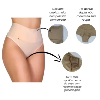 Kit de Calcinhas Modeladora com Cós Alto Duplo Fio Duplo - 4 Unidades - GG