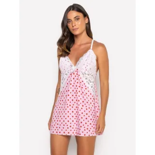 Pijama Curta Estampado Renda Alcinha - Camisola Bravaa Store - Rosa