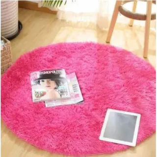 Grande Tapete Redondo Felpudo Peludo de 1,3 M - Azul