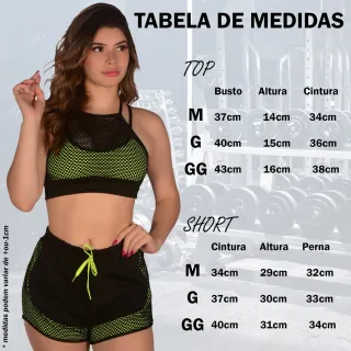 Conjunto de academia feminino | Top e short | CJ001 - M