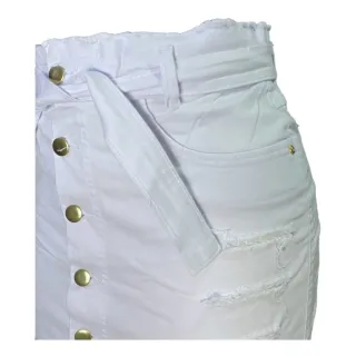 Saia Plus Size Branca com Cinto de Cintura Alta - Tamanho 46 ao 54 - Branco
