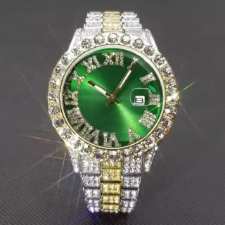 Magnata de luxo cravejado com zircônias - Relógio Ice A+++ - Azul