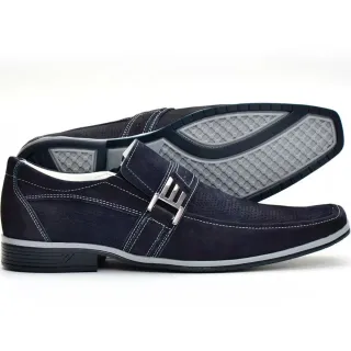 Sapato Nobuck Masculino Social Couro Sem Cadarço - Azul