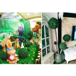 Decoração de casa com bola de buchinho 12 cm: gramas artificiais para vasos e arranjos - Kit com 5 unidades