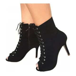 Promoção Bota Ankle Boot Feminina Cano Curto Preta e Marrom Café - Preta Sude