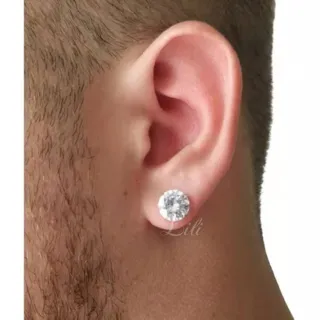 Ponto de Luz Brinco Pedra Zirconia Feminino e Masculino / Aço inox - 1Par 6mm