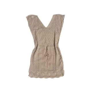 Moda Tricot Verao Fenda Acinturada Praia Curta - Pink