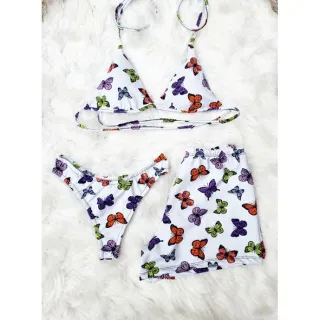 Biquíni Trio Asa Delta com Bojo - Conjunto Borboleta e Playboy