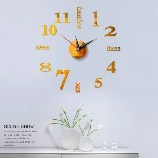 Adesivo Espelho Acrílico Grande Relógio de Parede 3D Tamanho DIY - Silver