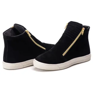 Bota Cano Alto Feminina Dourada com Zíper - Tênis 103 - 33