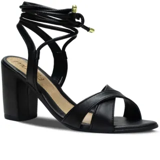 Moda Sandália Feminina Salto Bloco Amarração Munita-28.18 - MENTA