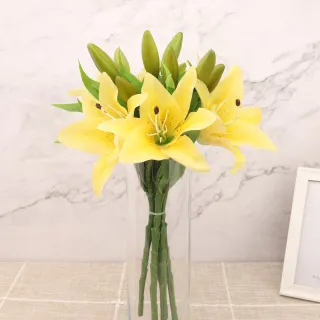 Flor de Seda Lírio Artificial Simulação Perfume Suporte Curto Casa Decoração Falso - Deep Pink