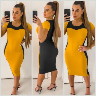 JORDANA - Vestido midi canelado para festa e balada - Vermelho