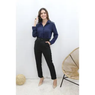 Feminina Manga Longa Camisa Social - Branco