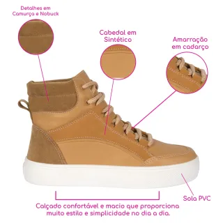 Conforto Leve Cano Alto Tênis Feminino Casual A122 - Preto