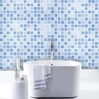 Papel Adesivo Lavável Cozinha Banheiro Quarto Sala - Alta Qualidade - Pastilha Azul
