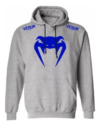 Incrível Blusão de Moletom Venum MMA para Academia na Raryel - Qualidade e estilo em uma peça única! - Cinza-Preto