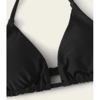 Biquíni Feminino Duas Peças - Sutiã Cortininha sem bojo + Calcinha semi fio - Biquíni Preto