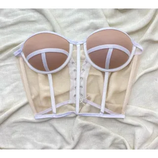 Top Corselet Tule Tomara que caia com bojo - Cropped Corselet tuli - Pink