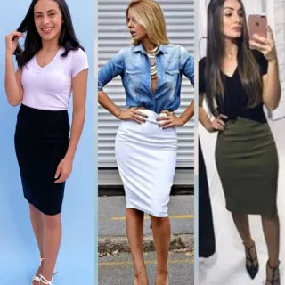 Moda Evangélica Saia Midi Lápis Feminina Social Secretária - Rose