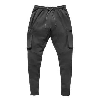 Calça masculina esportiva multi-pocket 3XL com zíper, ideal para corrida e ginástica - Preto