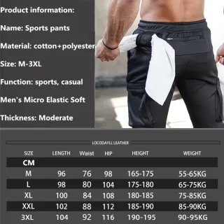 Calça masculina esportiva multi-pocket 3XL com zíper, ideal para corrida e ginástica - Preto