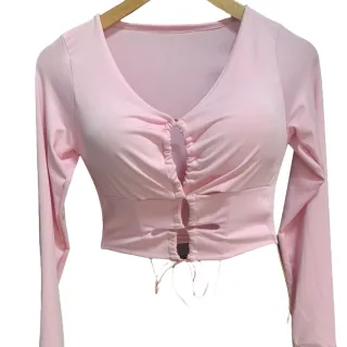 Cropped feminino ref 080 amarração gringa - Blusa - Pink