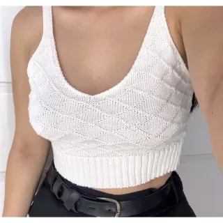 Alcinha feminino moda blogueira verão atacado - Top Cropped Tricot escama - Laranja neon