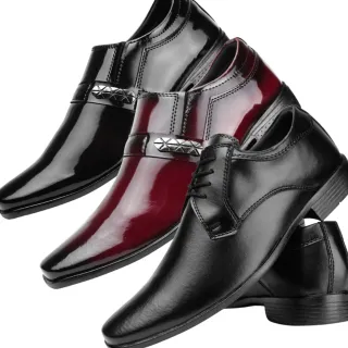 Confortável Sapato Social Masculino Moderno - Kit 03 Pares - Kit03-1007/837/1016