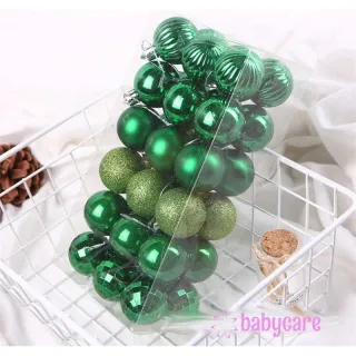 Decoração de Árvore com Bolas Coloridas e Glitter - 36 peças - Azul gelo