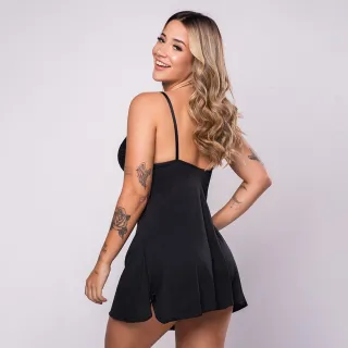 Pijama Sensual de Renda, Camisola Sem Bojo - Linha Noite - Romance