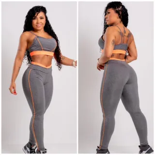 Calça de treino legging com bojo, ideal para fitness, cross fit e academia - Rosa/Preto