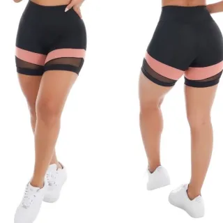 Legging Fitness Feminina com Tela - Short Fitness Moda Feminina Lingerie - Preto/ Verde Militar