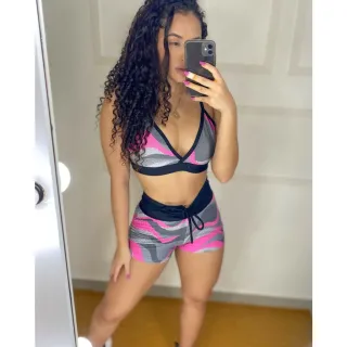 Top cós preto + Short curto - Conjunto Fitness Crossfit - B