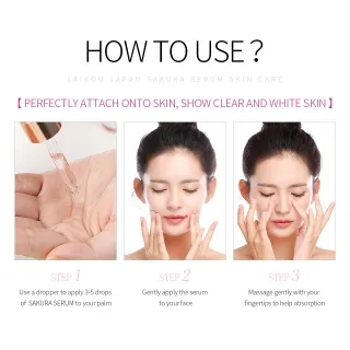 Flor de Cerejeira Sérum Facial LAIKOU, Rejuvenescimento da Pele com Extrato Skincare 15ml - Sakura Serum