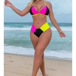 Envio rápido - Biquíni neon - Preto