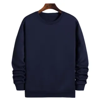 Blusa de Frio Unissex Gola Redonda Moletom Flanelado Liso - Azul Marinho