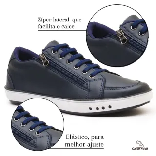 Sapatenis Masculino Couro Marrom Anti Stress Conforto Zipper Lateral - gelo