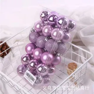 Decoração de Árvore com Bolas Coloridas e Glitter - 36 peças - Azul gelo