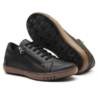 Sapatenis Masculino Couro Marrom Anti Stress Conforto Zipper Lateral - gelo