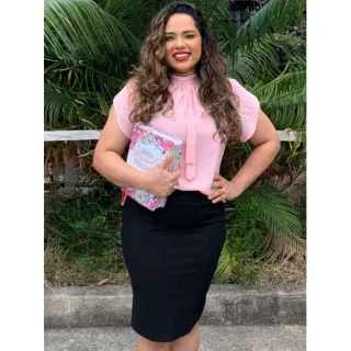 Moda Evangélica Saia Midi Lápis Feminina Social Secretária - Rose