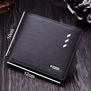 Detalhe em Metal Carteira Masculina Couro PU Trabalhada - Marrom