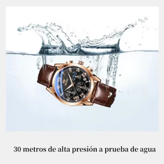 Relógio OLEVS masculino luxo couro preto à prova d