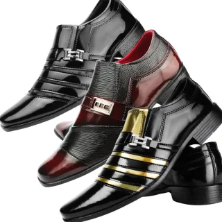 Confortável Sapato Social Masculino Moderno - Kit 03 Pares - Kit03-1007/837/1016
