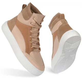 Conforto Leve Cano Alto Tênis Feminino Casual A122 - Preto